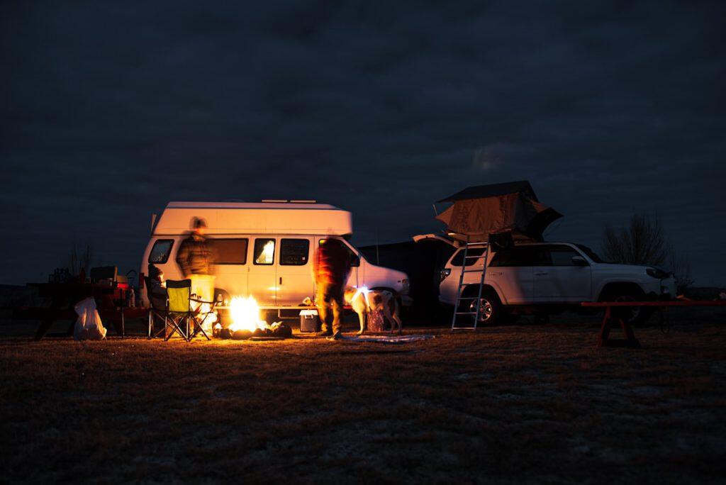 Campfire by the van