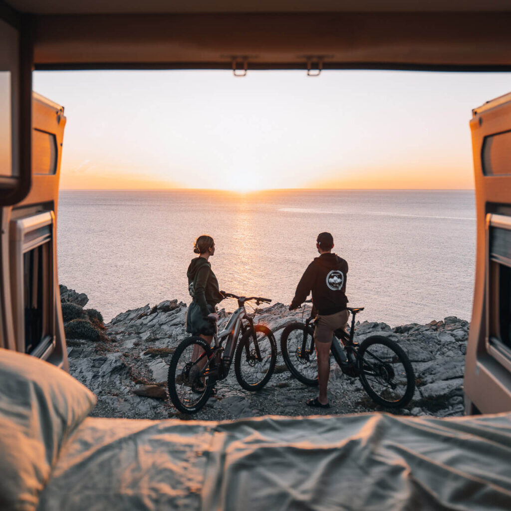 Family enjoying camper travel